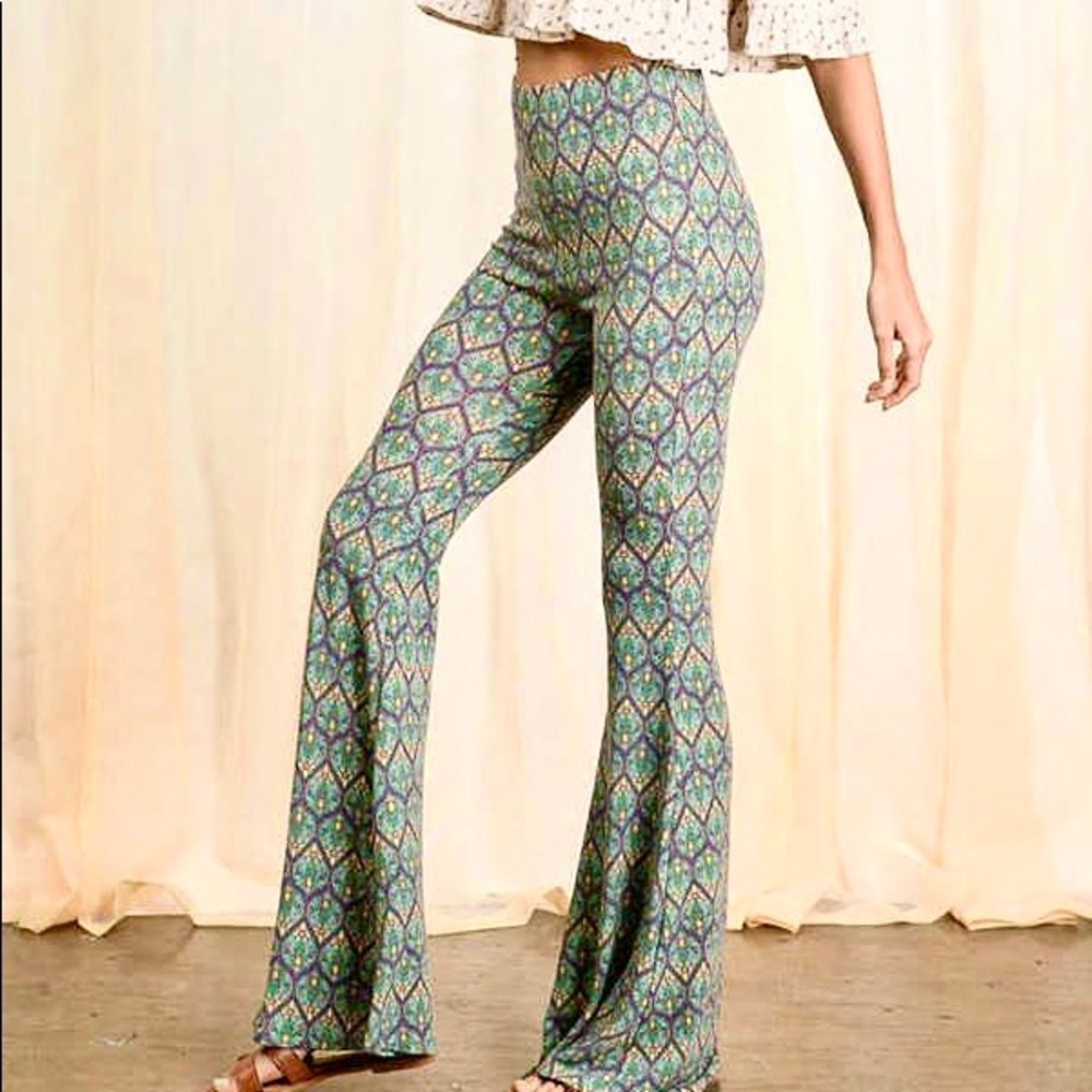 BOHO RETRO BELL BOTTOM LEG PANTS - Picture 5 of 10